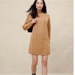 Banana Republic Mock Neck Cable Sweater Mini Dress